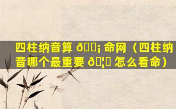 四柱纳音算 🐡 命网（四柱纳音哪个最重要 🦟 怎么看命）